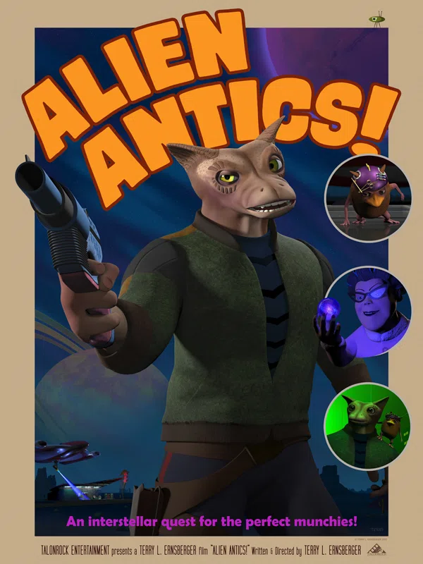 Alien Antics! - Comic style high-energy extraterrestrial humor art by Terry L. Ernsberger