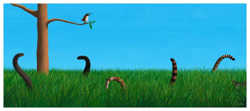 Cats Perambulating In The Tall Grass - Whimsical feline digital painting by Terry L. Ernsberger