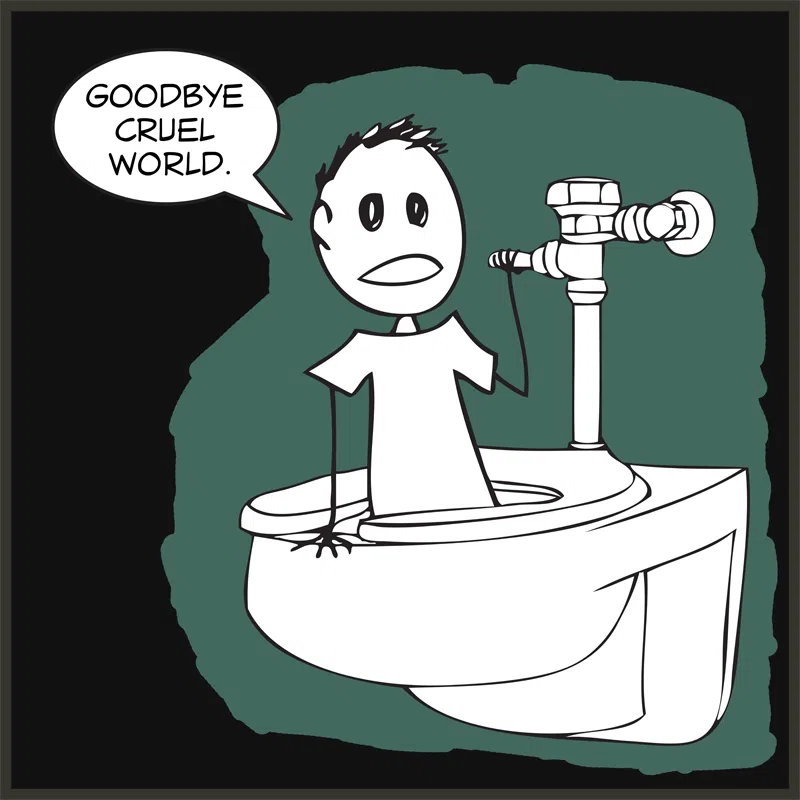 Goodbye Cruel World: Melodramatic dark humor graphic