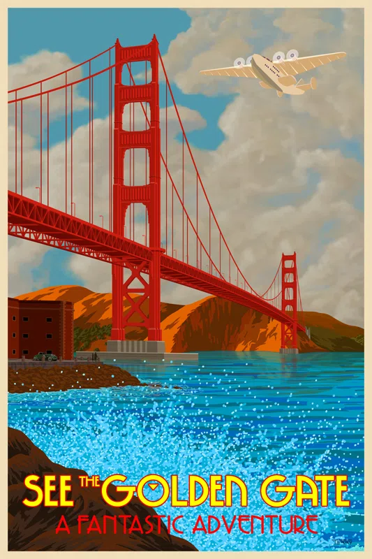 See the Golden Gate - San Francisco landmark travel poster parody by Terry L. Ernsberger
