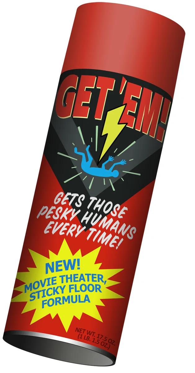Get 'Em! Pesky Human Repellent spray can illustration