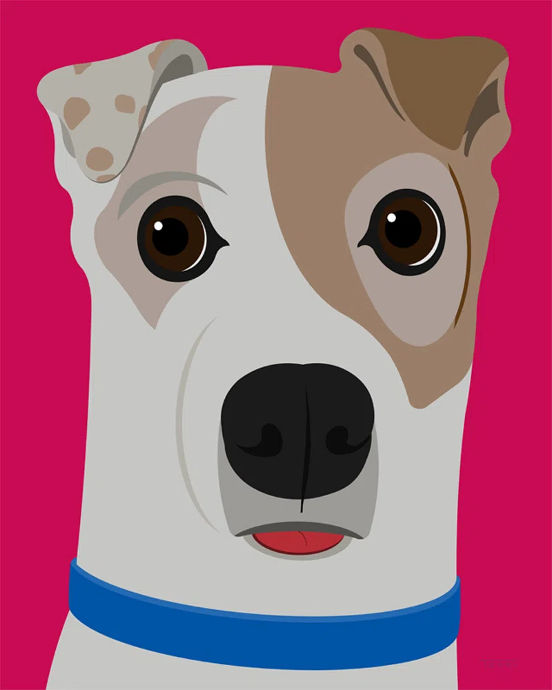 Happy Dog - Vibrant and expressive digital canine portrait by Terry L. Ernsberger