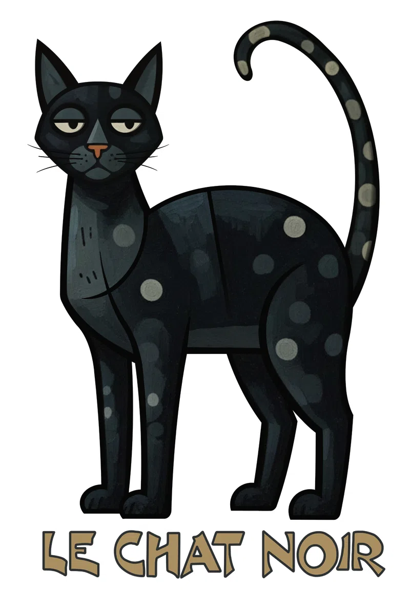 Le Chat Noir: Retro French-style black cat poster parody