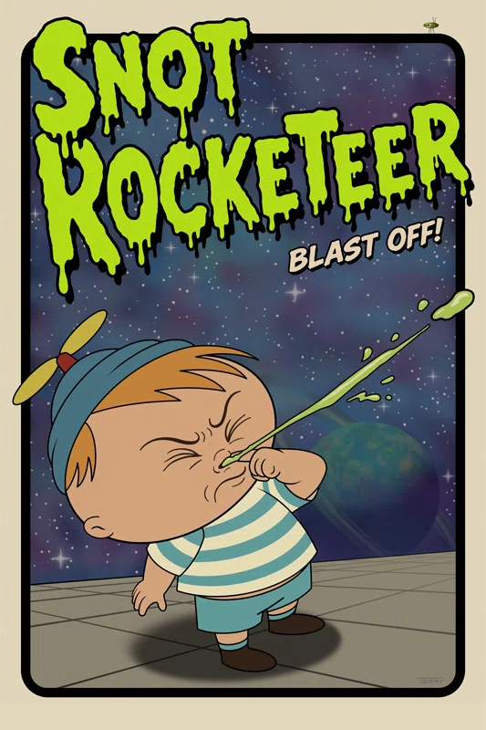 Snot Rocketeer - Humorous sci-fi alien pilot illustration by Terry L. Ernsberger