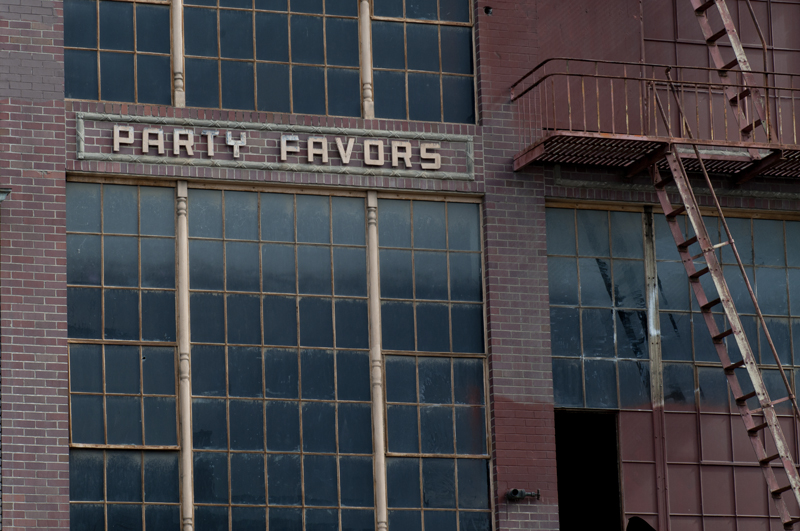 Party decorations inside a building captured with ambient light